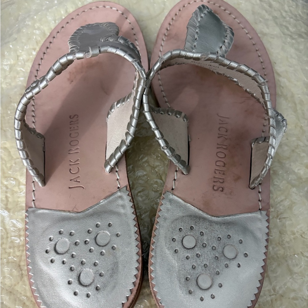 Jack Rogers Sandals Matte Gold/Platinum Size 8.5